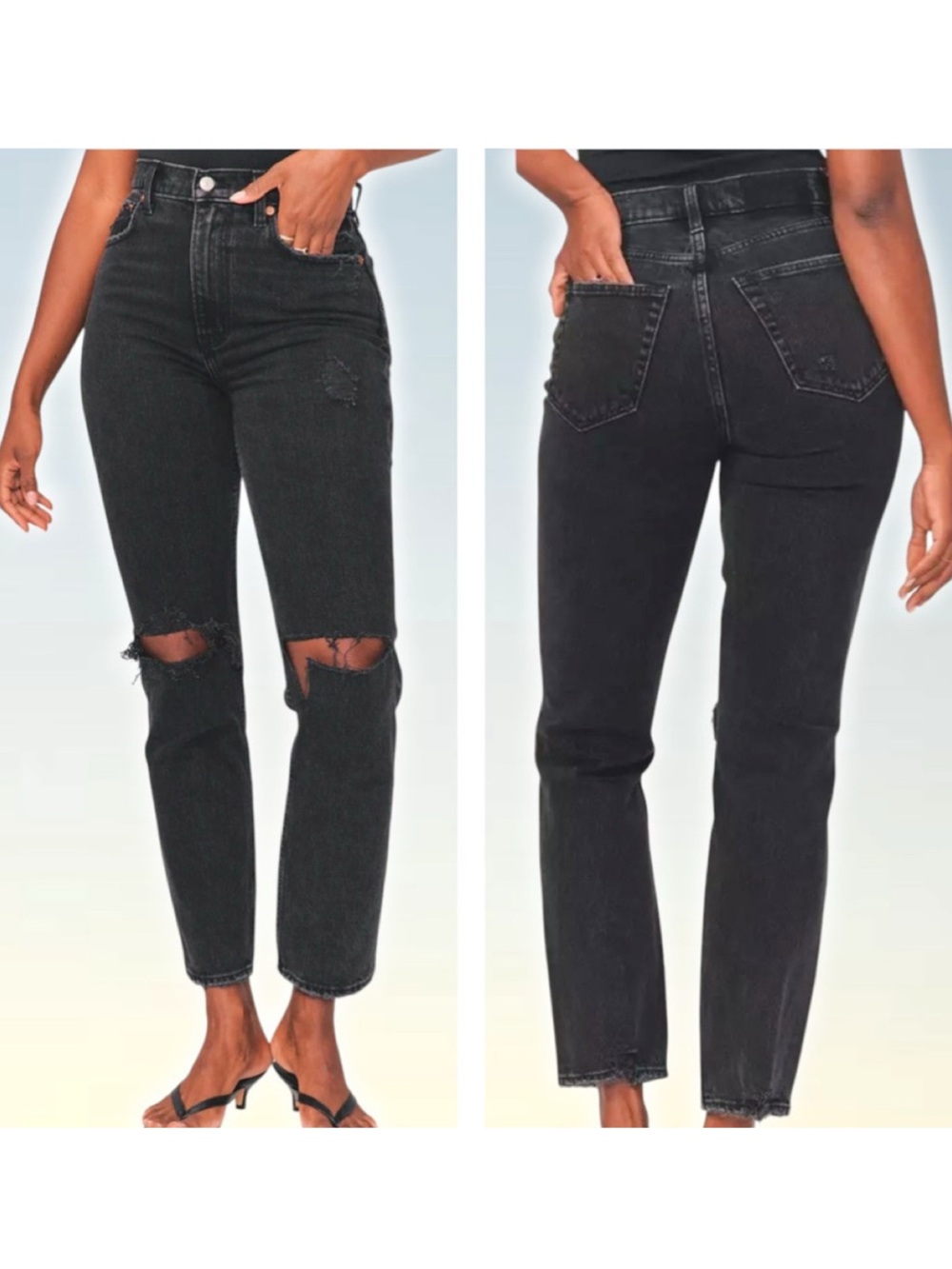Abercrombie & Fitch 90s Straight Ultra High Rise Curve Love Distressed Jeans 29